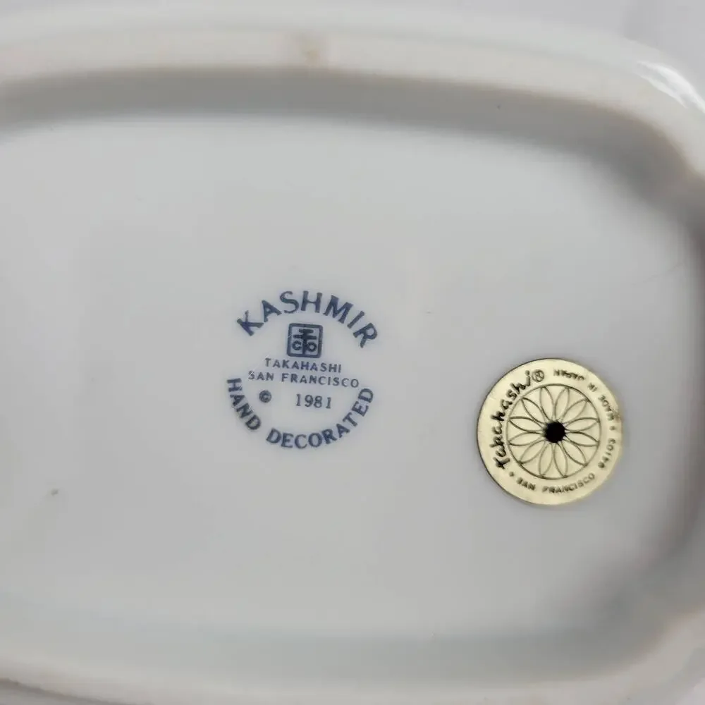 Kashmir Takahashi San Franscisco 1981 Hand Decorated Rectangular Bowl and Cup